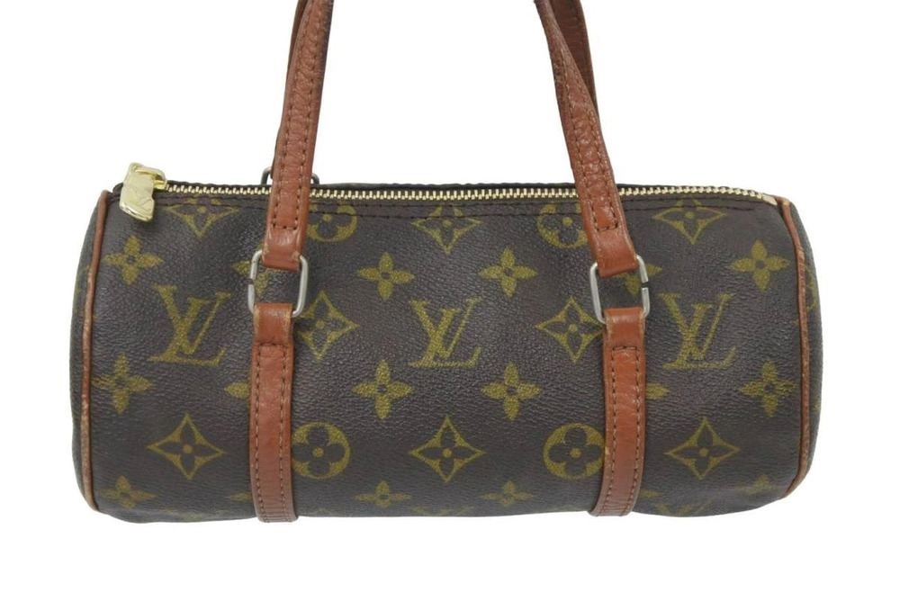 Louis Vuitton Handbag Pigskin Papillon Monogram Zip Leather Brown